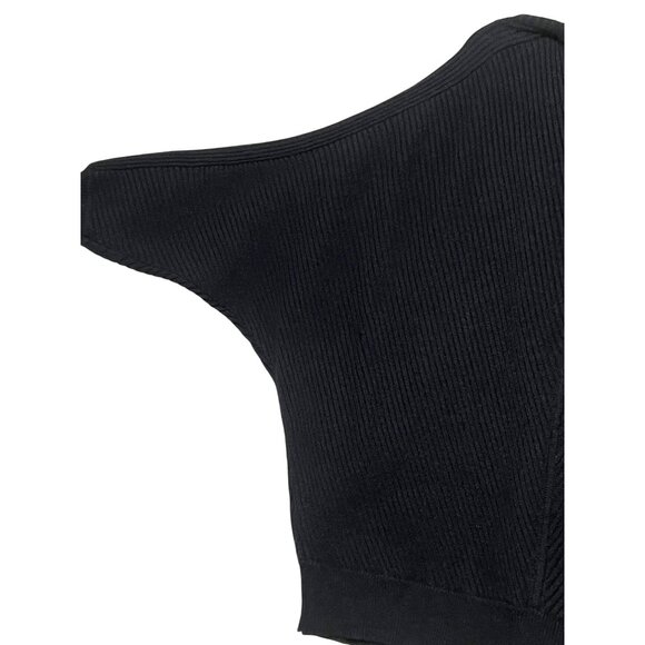 Devotion By Cyrus Women's Black Sweater L -Dolman Sleeves  V-neck Ribbed Goth - Picture 16 of 16